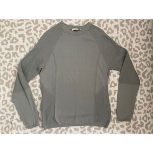 IKKS Men‎ L Cotton Sweater 3D Knit Seamless Textured Base layer Gray Fitted